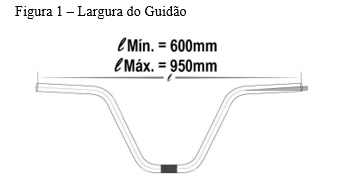 Figura 1 - Largura do Guidão
Quando da alteração de guidão deverá ser observado:
Largura mínima de 600mm e largura máxima de 950mm