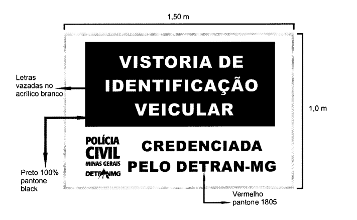 Ilustração referente ao modelo de placa de identificação da empresa credenciada, presente no anexo 1.